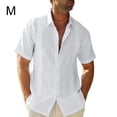 thumbnail image 4 of thinsony Traveling Casual Style Men's Button Down Shirt Summer Pool Party Solid Color Simple Design Slim Fit Tops Daily Clothes White M, 4 of 5