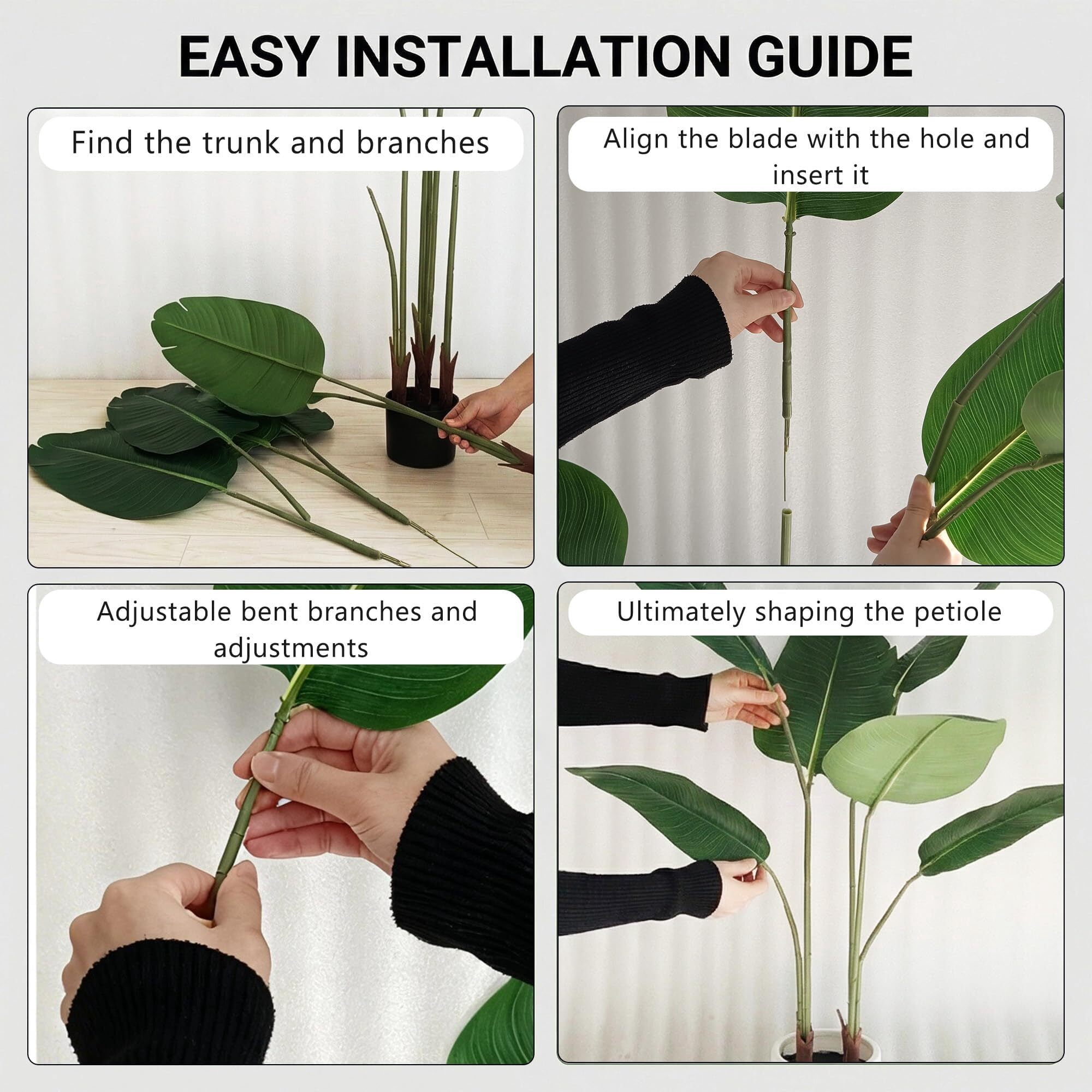 Easy4Home 2 Pack 3.3FT Artificial Plant Fake Tropical Palm Tree Potted Indoor Faux Floor Plant for Home Office Decor, White Pot