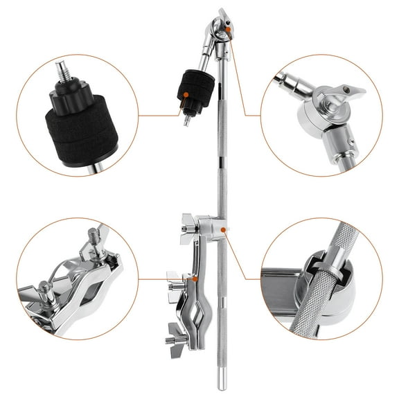 Minkissy Metal Clamp with Adjustable Boom Arm for Drum Set Extension and Replacement Parts, Size 45.8X3.85CM, and Easy to Install