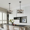 thumbnail image 3 of Copas 16 in. 4-Light Indoor Matte Black and Faux Wood Grain Finish Chandelier with Light Kit, 3 of 5