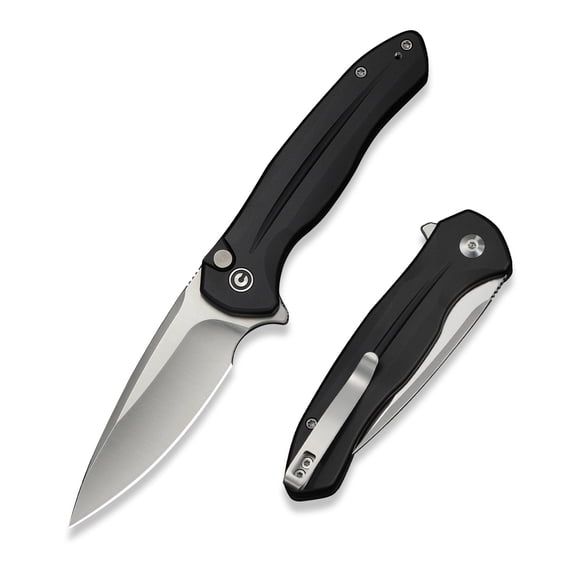 CIVIVI Kitefin Button Lock Black Aluminum & 14C28N Stainless Steel Pocket Knife C24091-1