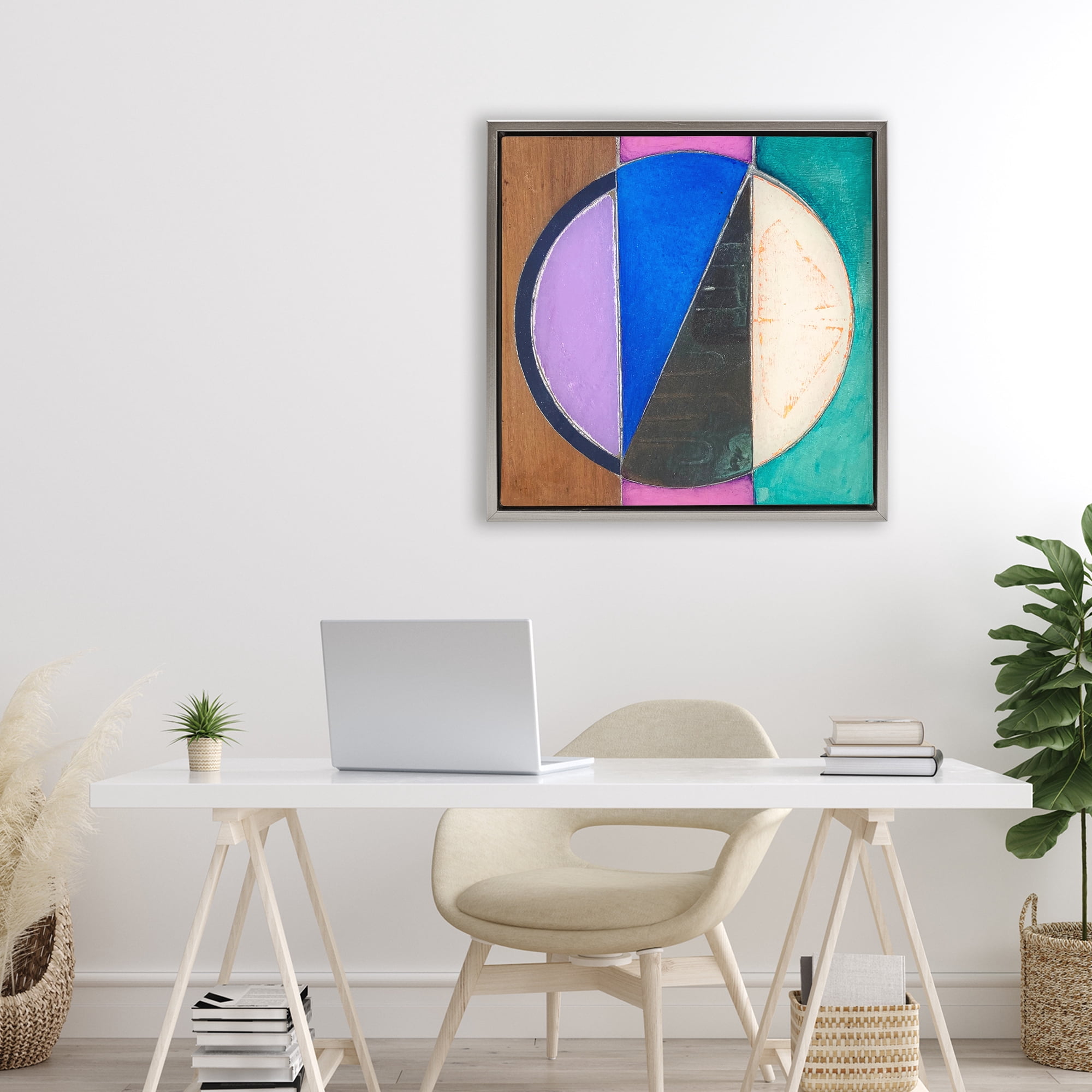 Stupell Industries Split Symmetry Circle Gray Framed Floater Canvas Wall Art, design by Matthew Finger