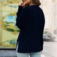 thumbnail image 4 of Busydd Womens Tops Fall Trendy Solid Color Ribbed Crewneck Sweatshirt Casual Versatile Long Sleeve Tops for Women 2XL, 4 of 7