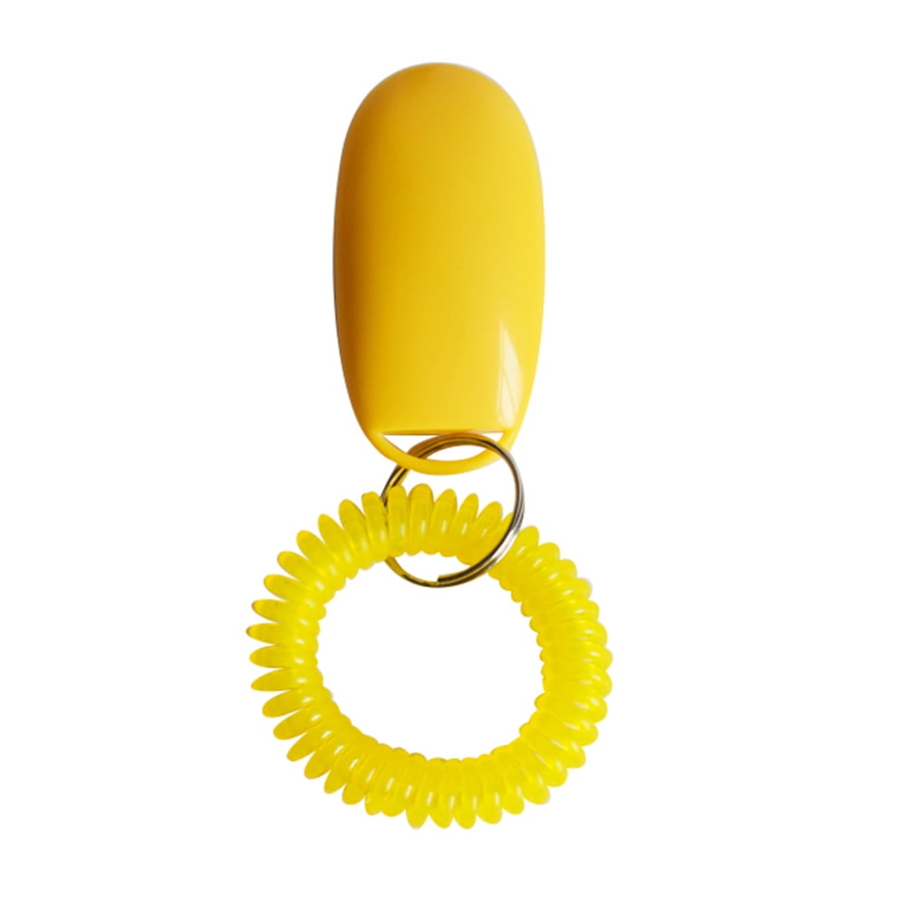 Color : Lemon Yellow Chennie Portable Dog Button Training Clicker Sound Trainer Pet Obedience Aid Training Tool with Wrist Strap