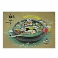 thumbnail image 1 of Korea Cutting Board, Traditional South Korean Motifs Inside a Khimchi Hot Pot Tourist Attractions Cartoon, Decorative Tempered Glass Cutting and Serving Board, Small Size, Multicolor, by Ambesonne, 1 of 1