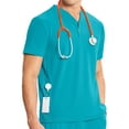 thumbnail image 2 of Infinity Men's Partial Zip V-Neck Scrub Top with Rib-Knit Side Panels Two Zip Front Chest Pocket and 1 Welt Pockets - IN702A,, 2 of 7