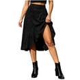 thumbnail image 3 of Best Buy Women's Chiffon Elastic High Waist Pleated A-Line Flared Maxi Skirts Ndbuld Floral Vintage Mid-length A-line Skirt Girl,Coffee,XL, 3 of 7