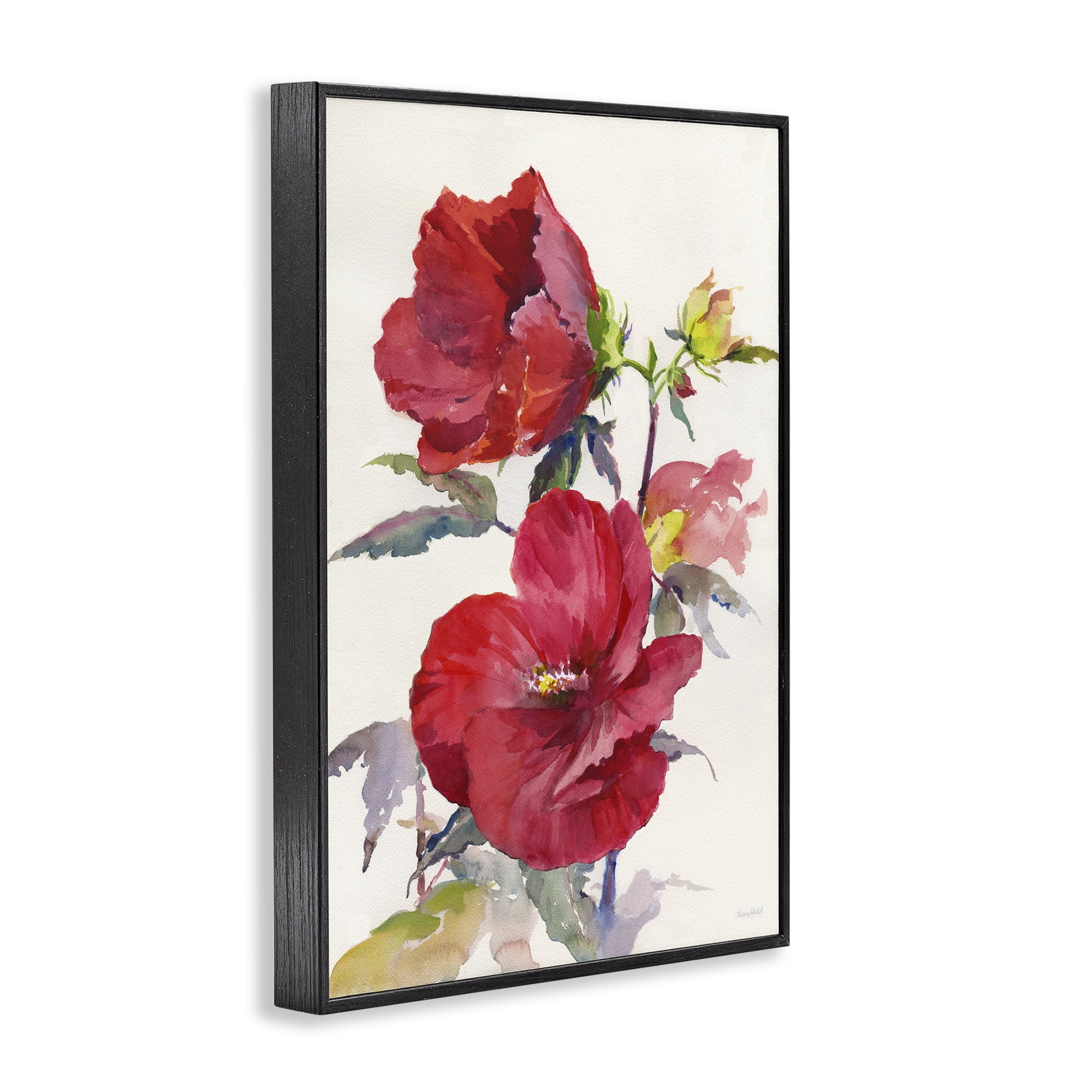 Stupell Industries Two Red Poppies Botanical & Floral Painting Black Framed Art Print Wall Art, 12 x 18