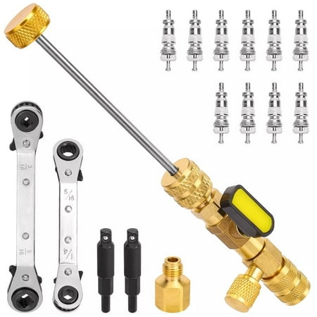 HVAC Wrench Tool AC Schrader Valve Core Remover Set 1/4 and 5/16 Port Installer