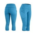 thumbnail image 5 of VV AVEORS Capri Leggings For Women Summer Stretch Capris High Waisted Pant Quick Dry Soft Workout Yoga Pants With Pockets Plus Size Sky Blue L, 5 of 6