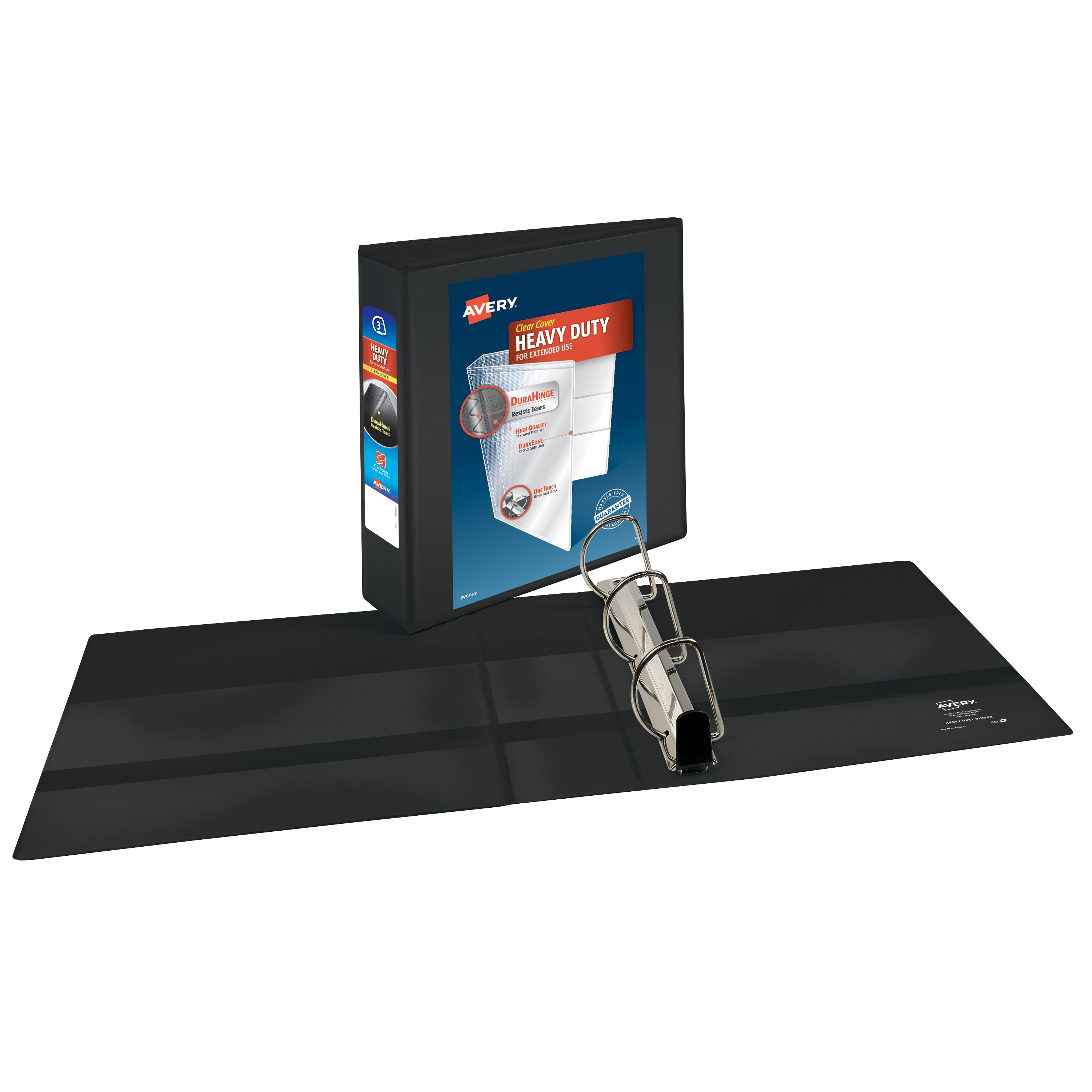 Avery Heavy-Duty View Binders, 3" One Touch Slant Rings, 2 Black