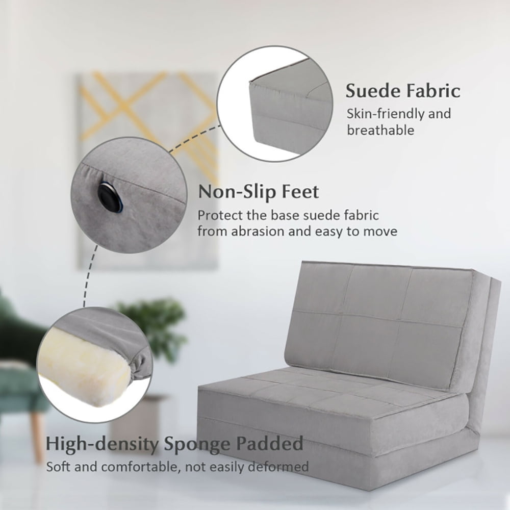 Finihen Convertible Sleeper Bed, Folding Sleeper Chair Sofa Bed, Convertible Lounger Folding Sofa Sleeper Bed, for Living Room, Bedroom, Apartment, Gray Finihen Convertible Sleeper Bed, Folding Sleeper Chair Sofa Bed, Convertible Lounger Folding Sofa Sleeper Bed, for Living Room, Bedroom, Apartment, Gray
