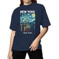 thumbnail image 2 of Starry Night NYC Skyline Graphic Women's Navy T-Shirt, 2 of 3
