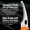 thumbnail image 4 of Maxam Stainless Steel Hawkbill Blade -  Easy-Grip G10 Handle, Steel Back, Pocket Clip, 4 of 6