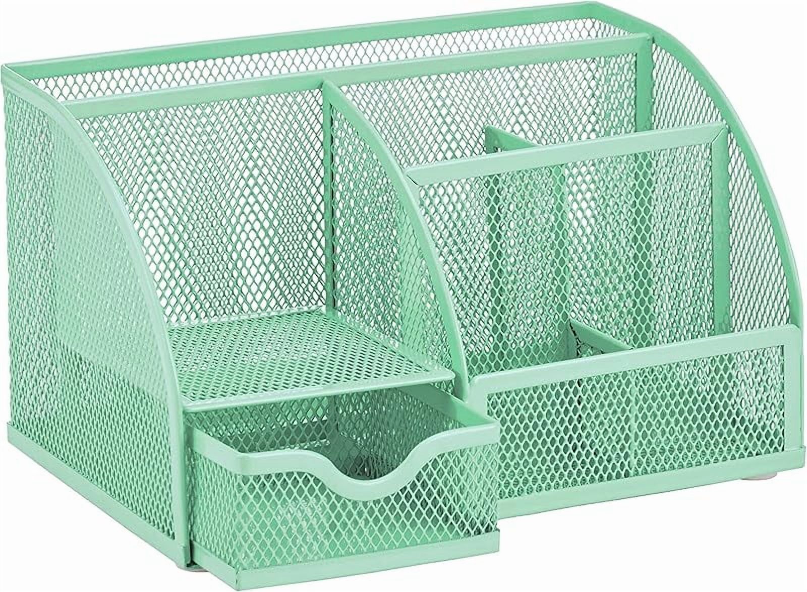 Mesh Desk Organizer Office with 7 Compartments + Drawer/Desk Tidy Candy/Pen Holder/Multifunctional Organizer