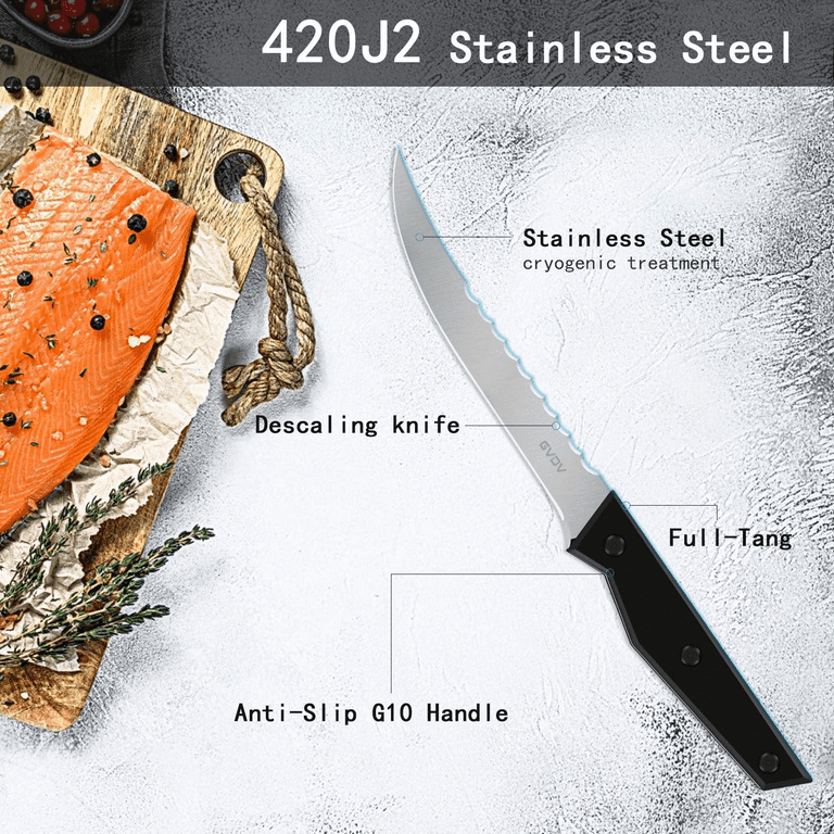Boning Knife 6 Inch, Fish Fillet Knives Japanese 420J2 Stainless Steel and  Military Grade G10 Handle, Tailored Sheath and Sharpener for Meat, Fish