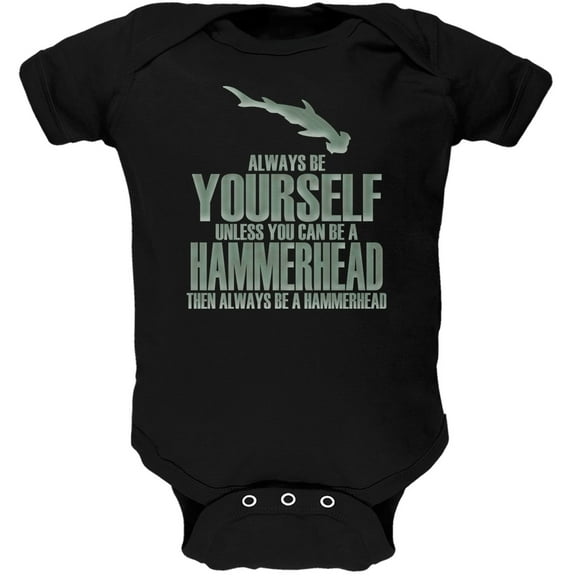 Always Be Yourself Hammerhead Shark Black Soft Baby One Piece - 18 month
