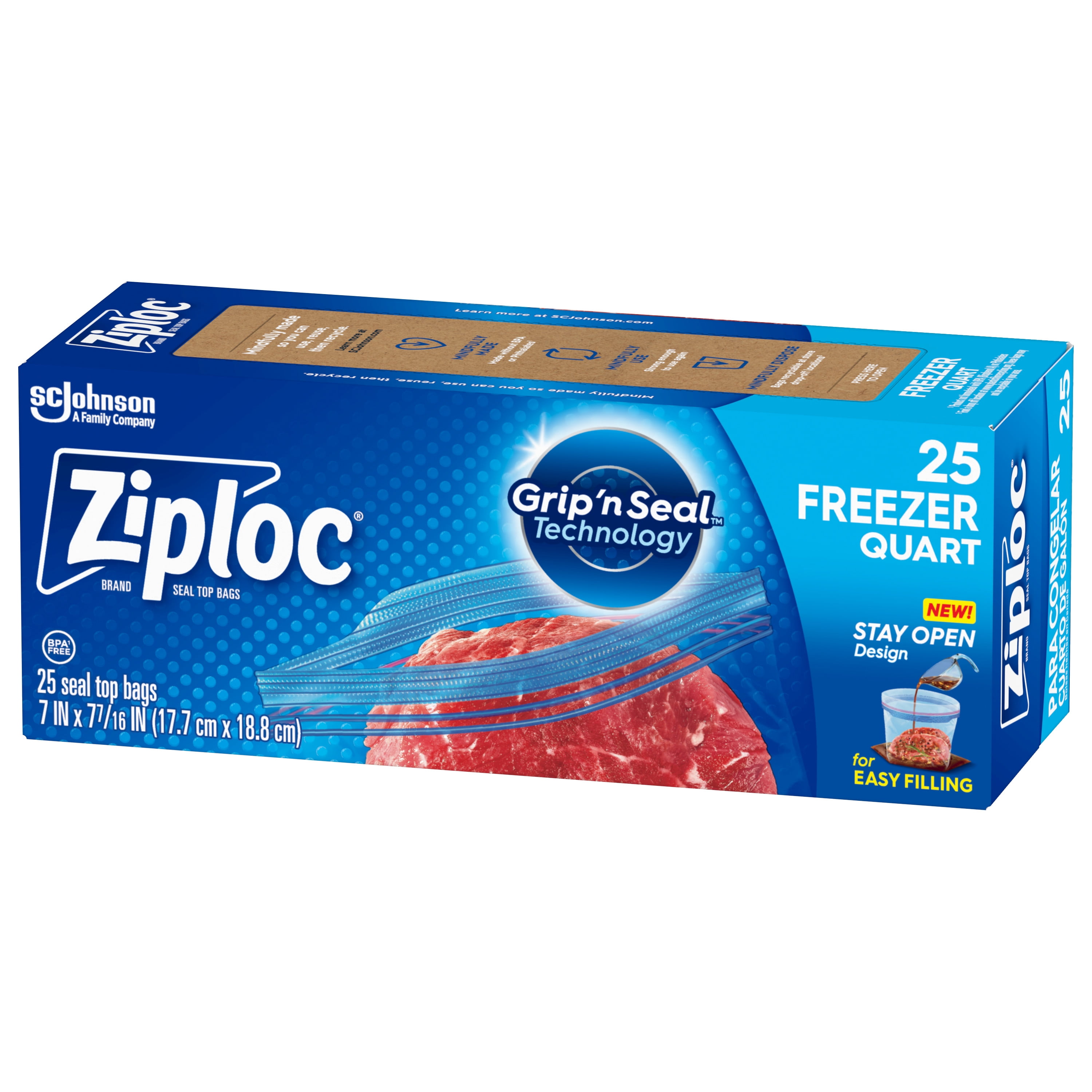 Ziploc Brand Quart Freezer Bags with Grip 'n Seal Technology, 19 ct - City  Market