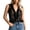 Black, variant on Boho Tank Tops for Women Summer Lightweight Mesh Half Zip Ruffle V Neck Sleeveless Shirt Casual Blouse