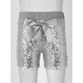 thumbnail image 5 of renvena Girls Sparkle Yoga Dance Tumbling Athletic Short Stretch Gymnastics Performance Silver 7-8, 5 of 7
