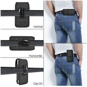 For Nokia C300 N155DL / Nokia G310 5G / Nokia G42 Nylon Canvas Fabric Waist Belt Holster Vertical Pouch Holds XL Phone Works with Thick Cases Universal Cover - Black