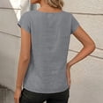 thumbnail image 4 of Women's Pleated Button Up Short Sleeve Round Neck Shirt Blouse Top, Casual Loose Fit Breathable Summer Fashion Tunic | CSEONE,Gray L, 4 of 8