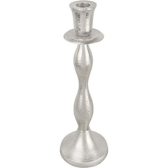 Aspen Creative 16303-31-2, Nickel Aluminum Decorative Candle Holder, 4" D x 10-1/2" H, Set Of 2