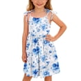 thumbnail image 4 of Vornjynx Girls Floral Dress with Pockets Sleeveless Square Neck Summer Trendy Breathable Dress Blue Size 4t, 4 of 10