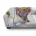 thumbnail image 3 of Floral Soft Flannel Fleece Throw Blanket, Colorful Spring Flowers Leaves Haired Woman Butterfly Artwork Image Print, Cozy Plush for Indoor and Outdoor Use, 50" x 70", Multicolor, by Ambesonne, 3 of 6