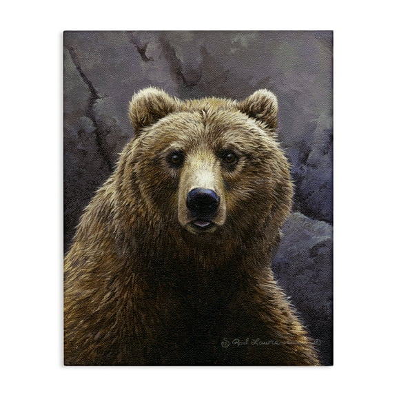 Stupell Industries Surprised Bear Portrait Animals Painting Wrapped Canvas Art Print Wall Art, 16 x 20