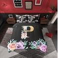 thumbnail image 2 of Erosebridal Monogrammed P Bed in a Bag Full size, Initial Letter Bed Set, Romantic Rose Reversible Comforter Sets, Microfiber Room Decor, 7 Pieces, 2 of 6