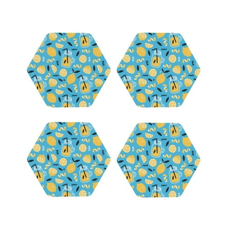 

Leather Coasters with Heat-resistant for Drinks blue Lemon juice -标题2 Hexagon