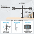 thumbnail image 5 of Dual Monitor Stand for 13 to 32 Inch Screens, Desk Mount with C-Clamp, Each Arm Holds 17.6 lbs, Double Monitor Mount Full Motion Adjustability for Height, Swivel, Tilt, and Rotation, Max 100x100mm, 5 of 9