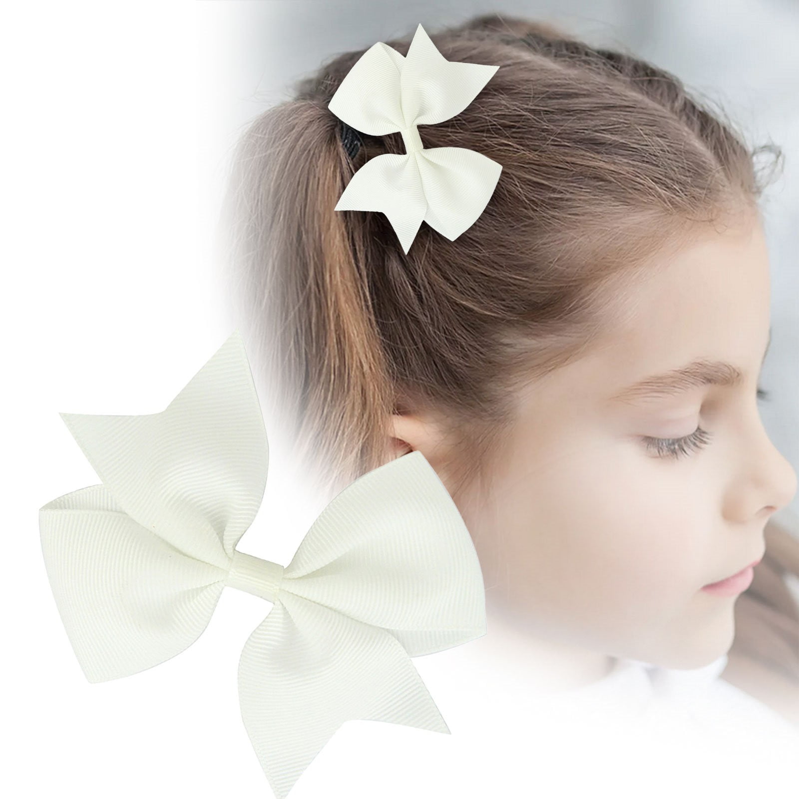 3.5in Handmade Bow Hair Clip Alligator Clips Girls Ribbon Kids Sides Accessories 