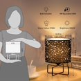 thumbnail image 6 of Small Table Lamp for Bedroom, Bedside lamp with Hollowed Fabric Shade and Metal Base for Living Room, Home Office, Black, 6 of 7