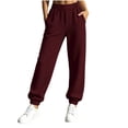 thumbnail image 5 of Women's High Waist Sweatpants Wide Leg Back Elastic Pleated Casual Tapered Sweatpants with Side Pockets Soft Loose Workout Loungewear Track Pants, 5 of 6