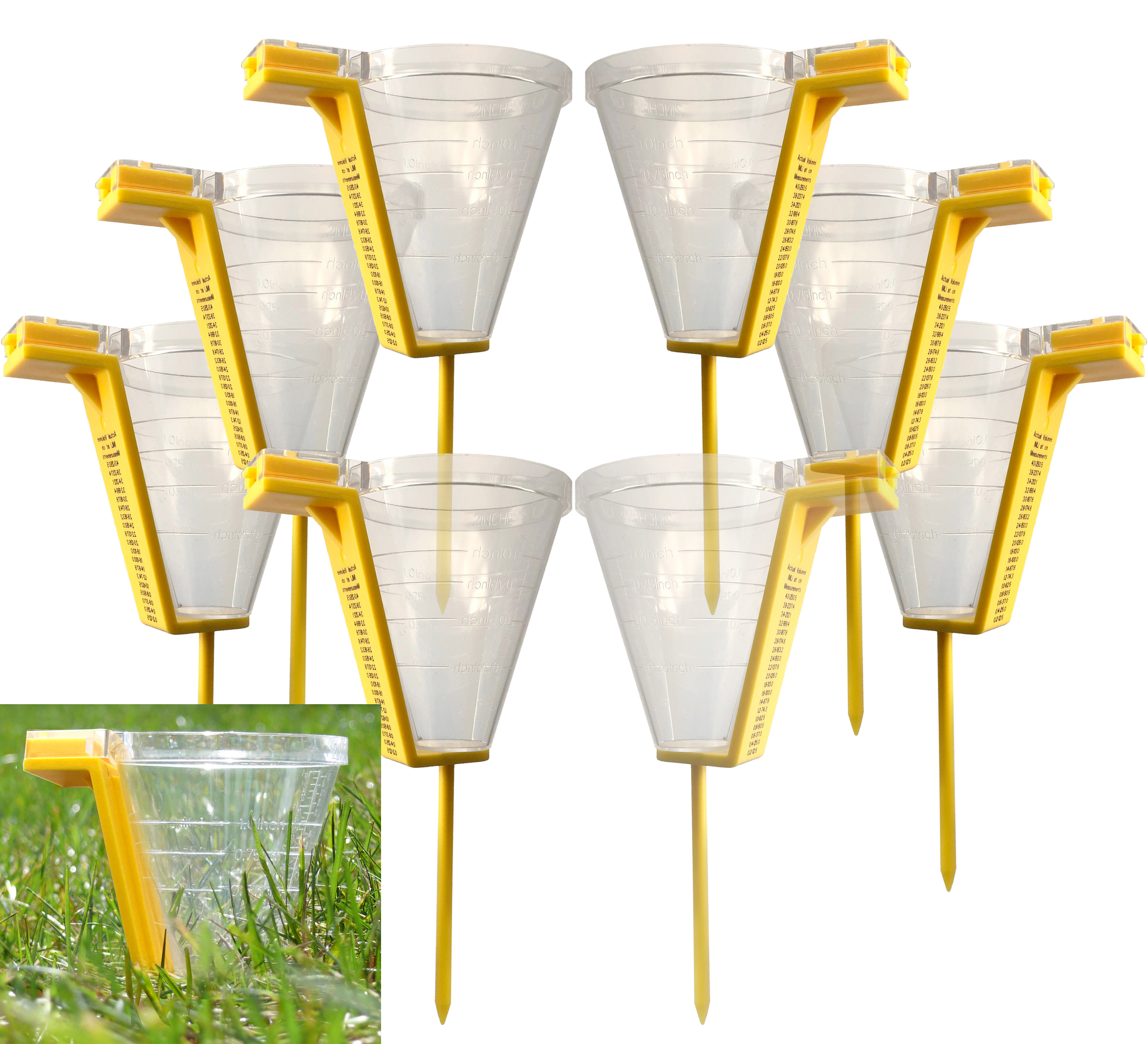 Accurate Sprinkler SET of 8 Rain Gauge | Outdoor lawn