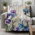 thumbnail image 2 of Blue Purple Flowers Blanket Soft Cozy Warm Throw Blanket for Couch, Plush Fuzzy Flannel Fleece Blankets for Sofa, Spring Seasonal Botanical Florals Bed Blankets Lightweight Gifts for Women, 30"x40", 2 of 9