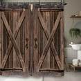 thumbnail image 4 of Stall Barn Door Bathroom Shower Curtain 36W by 72H Inch Wooden Wood Half Small Rustic Farmhouse Camper RV Polyester Fabric 12 Plastic Hooks Waterproof Decor, 4 of 4