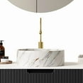 thumbnail image 2 of 14'' Bathroom Sink, Round Vessel Ceramic Sink with Stone Pattern without Faucet, NO Cabinet, Glossy White, 2 of 5