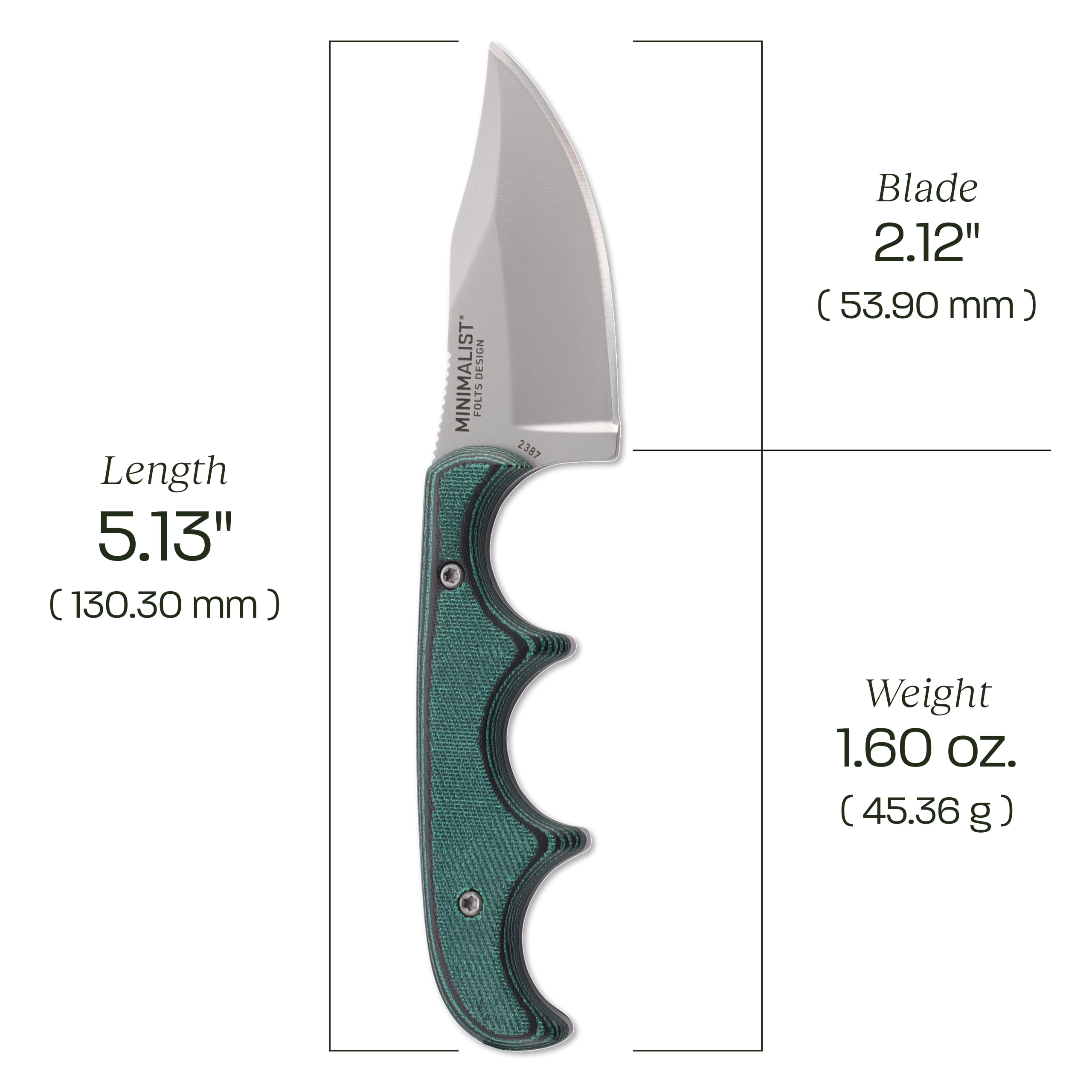 CRKT Minimalist Bowie Outdoor Survival Fixed Blade Knife with Sheath: Stainless Steel Plain Edge Blade, Micarta Handle, 2387