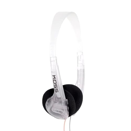 Koss CL/2 Auriculares supraaurales transparentes, ligeros, conector de 3,5 mm, cable de 6 pies