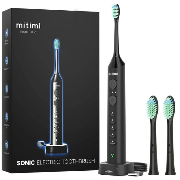 Mitimi D36 Sonic Electric Toothbrush with 3 Intensity Levels & 5 Modes, Wireless Fast Charge, for Adults & Kids