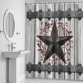 thumbnail image 5 of Country Star Shower Curtain for Bathroom Decor, Vintage Rust Grey Star Berry Rivet Beige Wood Board Waterproof Fabric Shower Curtain, 72"x96" Set with 12 Hooks, 5 of 9