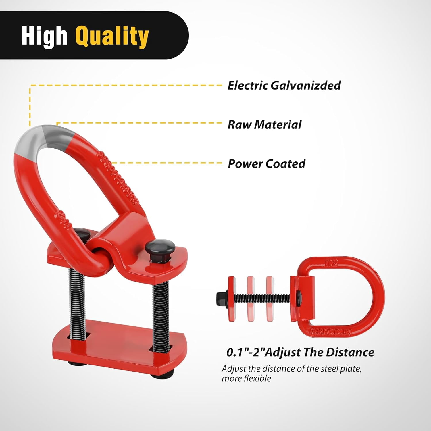 Nilight 4 Pcs D Ring Tie Down Anchor 1/2" Heavy Duty Tie Down Rings with Screws Bolts on Trailer Truck Bed Cargo 12000 Lbs Break Strength Tie Down Anchors Hook Red