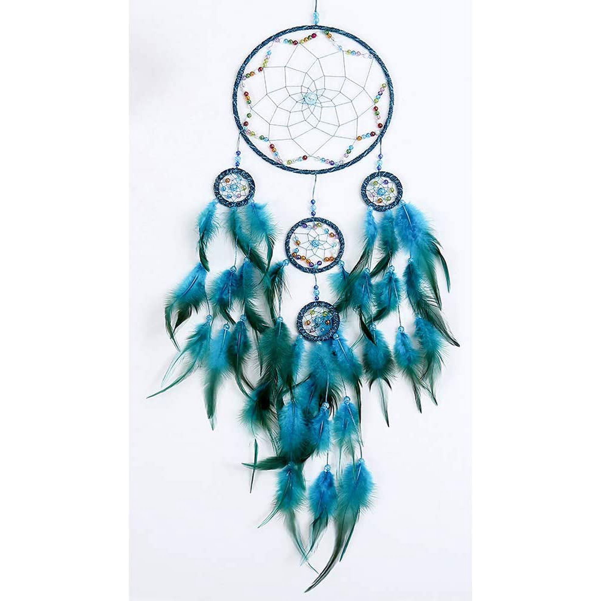 Tête de Loup à la Main Capteur de Rêves avec des Plumes Chambre Décoration Murale Suspendue