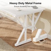 Computer Desk, 55 inch Large Office Desk, Study Writing Table with Thicken Frame, Gaming Desk, Modern Simple Desk for Home Office, White