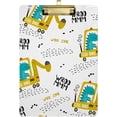 thumbnail image 2 of FMSHPON Cool Blue Dino Yellow Excavator Clipboard Hardboard Wood Nursing Clip Board and Pull for Standard A4 Letter 13x9 inches, 2 of 5