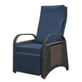 thumbnail image 5 of ATR ART TO REAL Outdoor Wicker Recliner, Adjustable Rattan Reclining Chair with Cushion, Navy Blue, 5 of 15