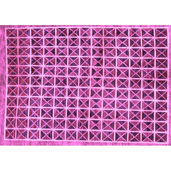 Ahgly Company Indoor Rectangle Oriental Purple Modern Area Rugs, 6' x 9'